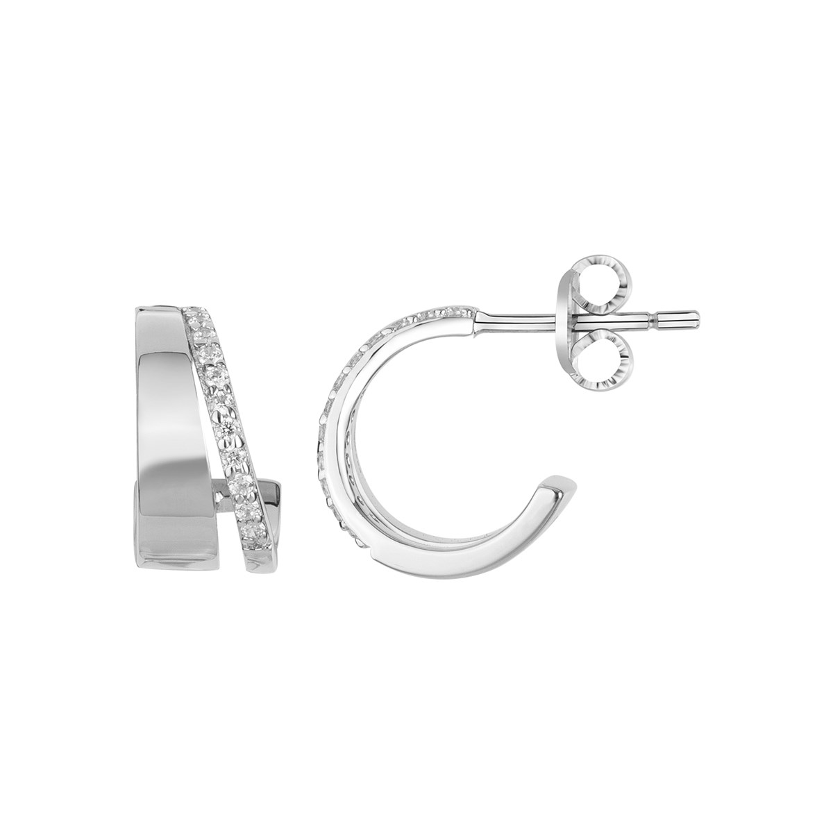 Demi-créoles en Argent avec oxyde de zirconium blanc