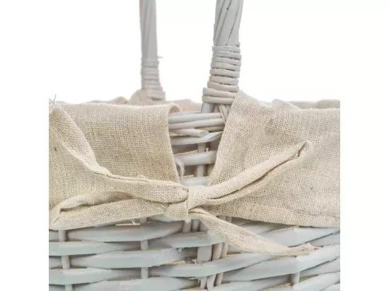 Ensemble de 3 paniers en osier blanc doublés