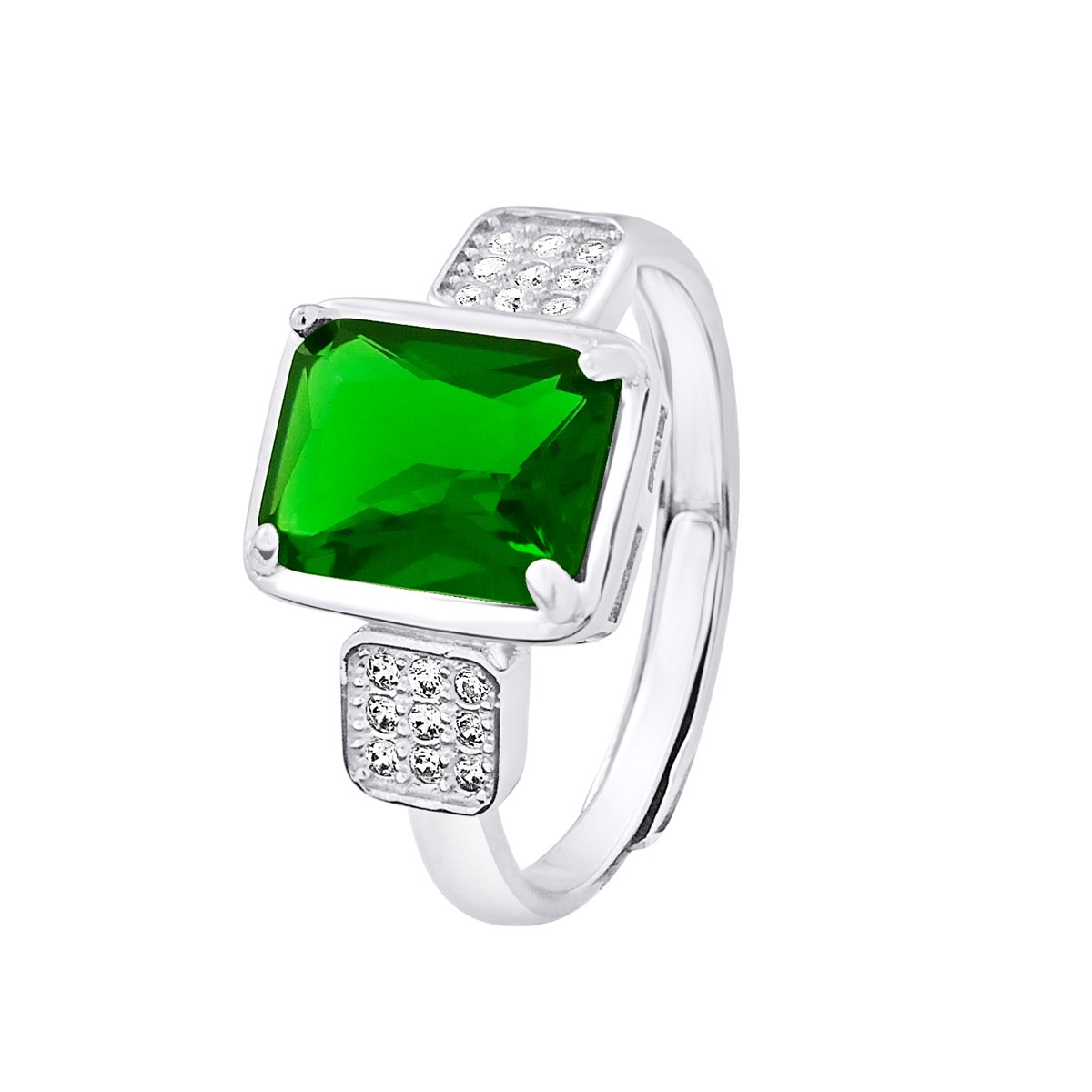 Bague RECTANGLE - Cristal - Argent 925