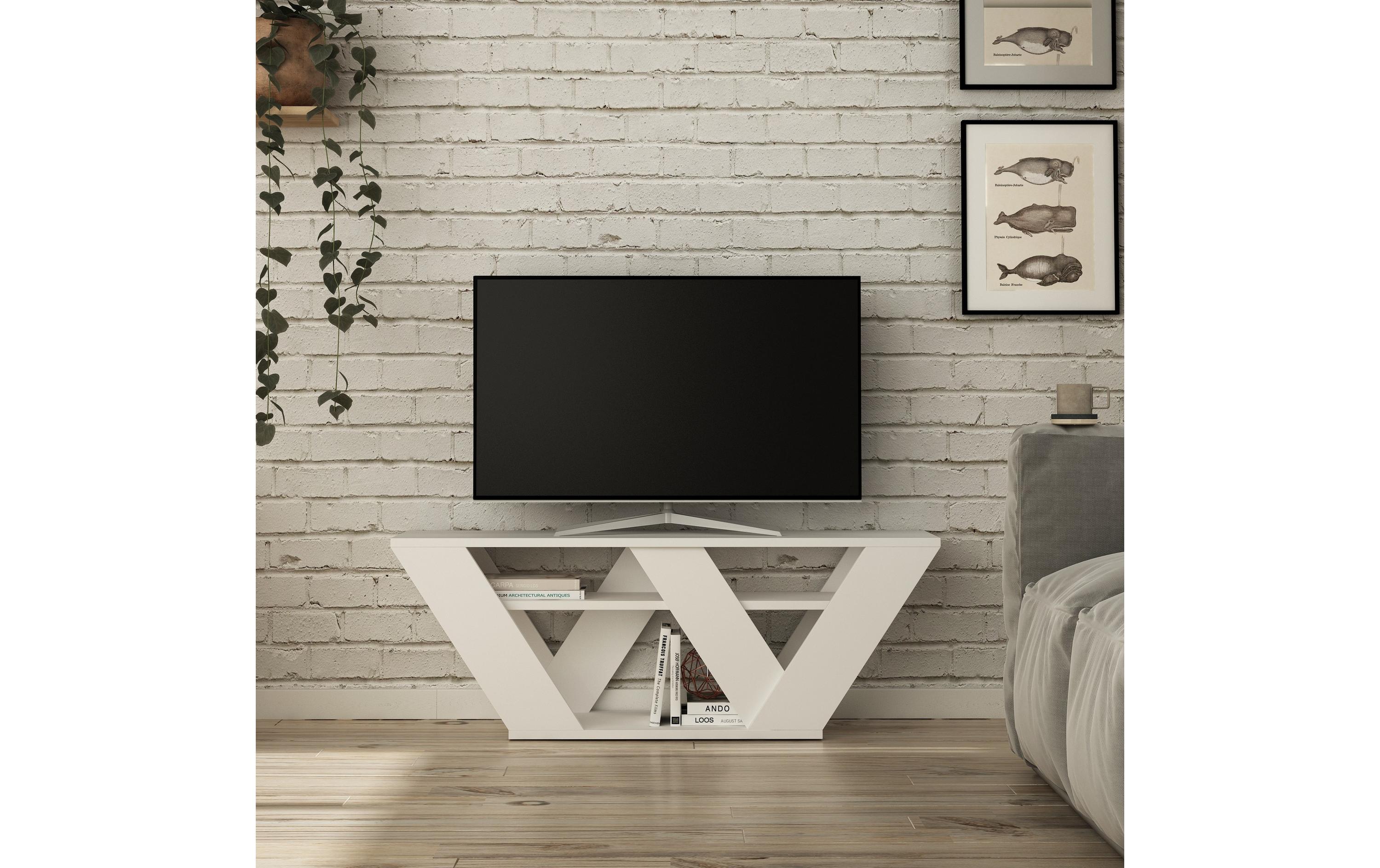 TV-Möbel Pipralla 110 x 30 cm, WeissHochwertiger TV-Ständer