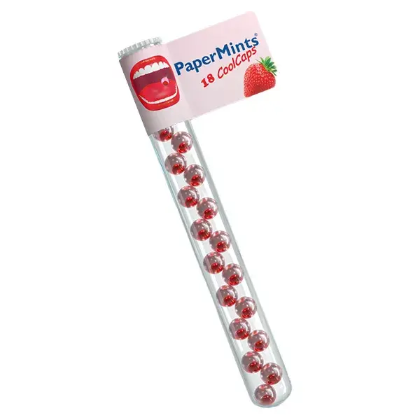 PaperMints Coolcaps sabor Morango em tubo (18 unidades)