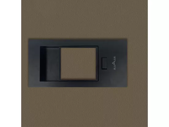 Bloc-porte pose fin de chantier collection Premium Miro avec poignée Exclusive noire, H.204 x l.93 cm, aspect cuir lichen, réversible