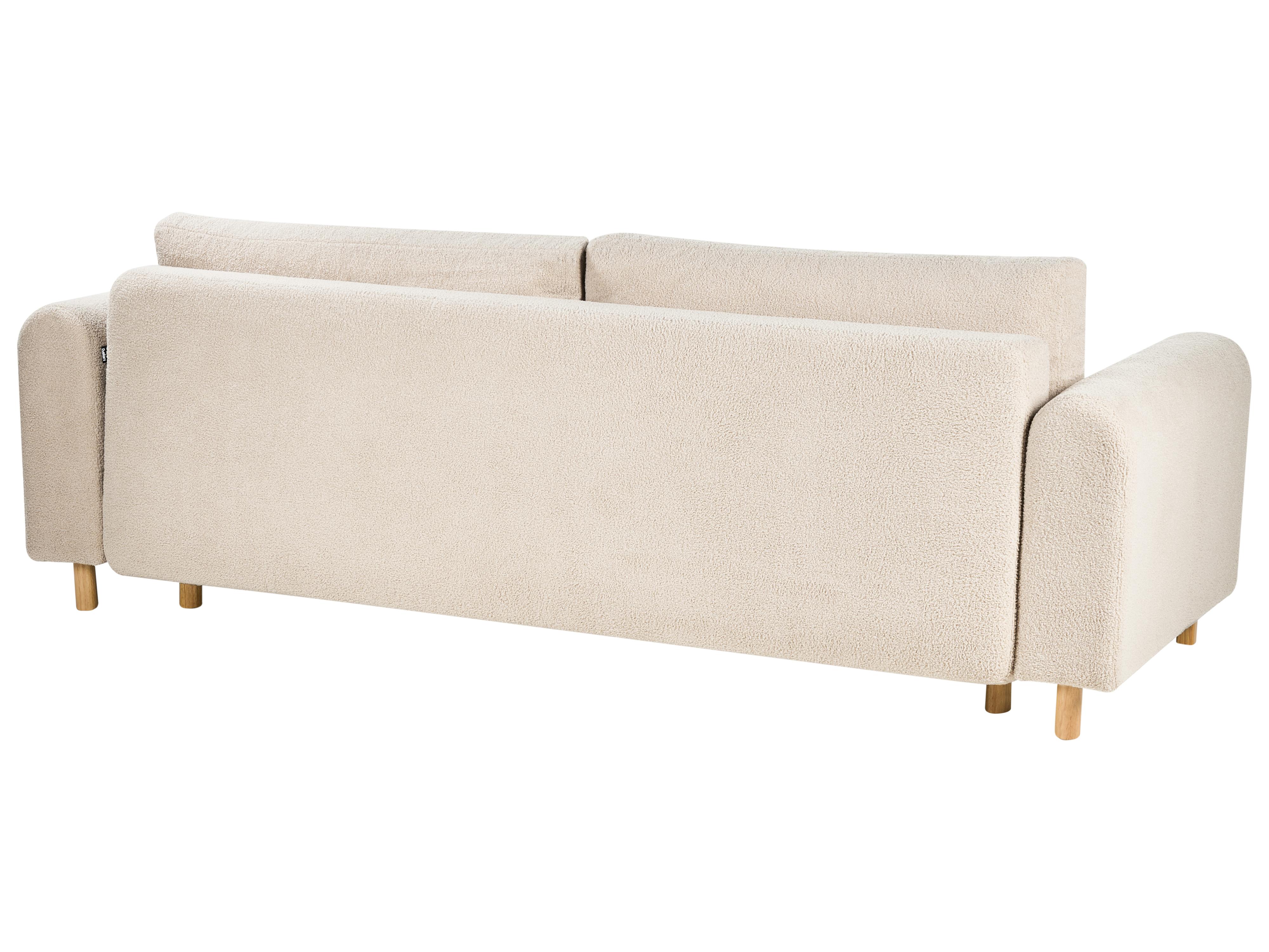 Slaapbank 3-zits KVAM Bouclé Lichtbeige met opbergruimte