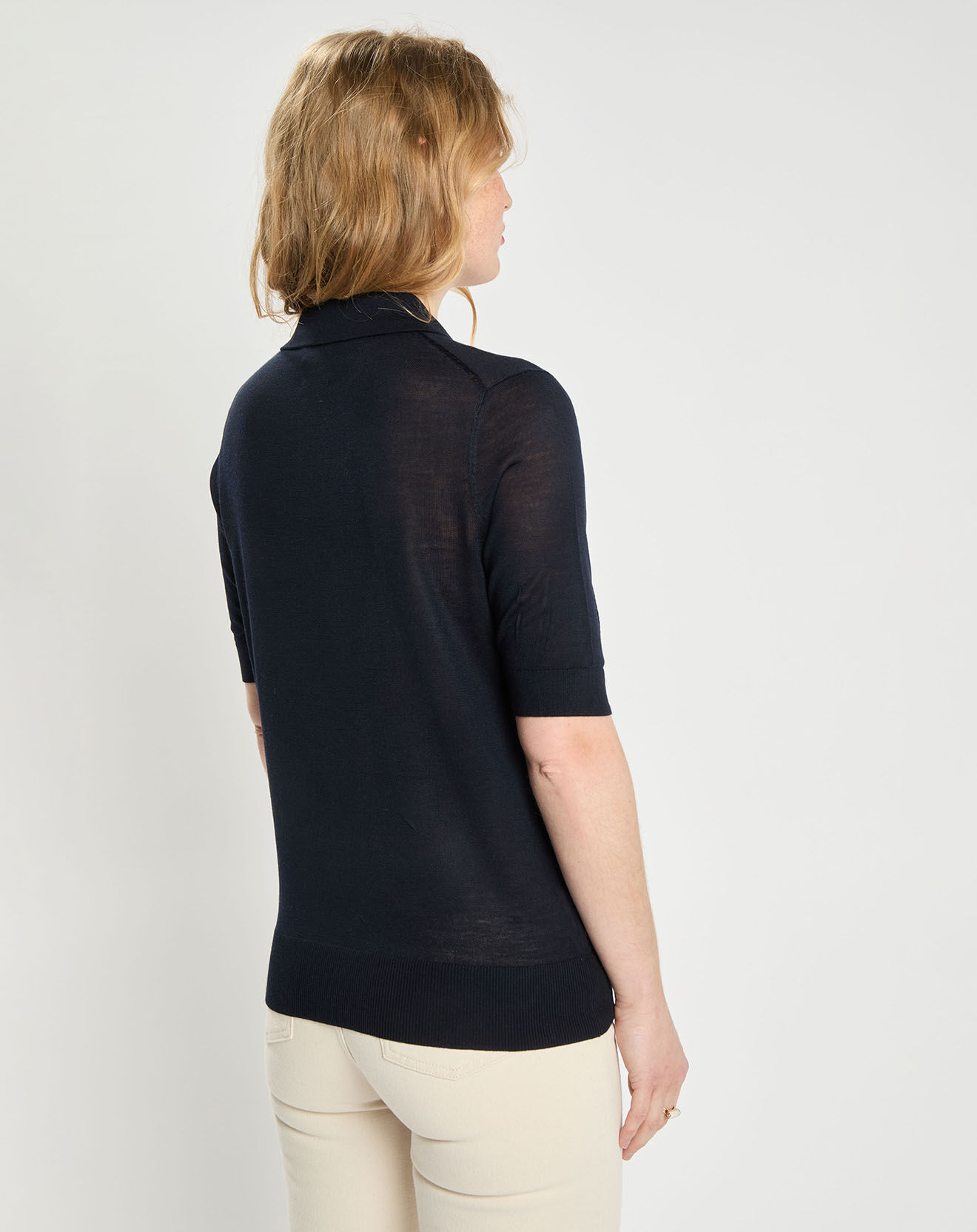 Tommy Hilfiger Polo en Laine & Soie mélangées Icon Crest bleu marine