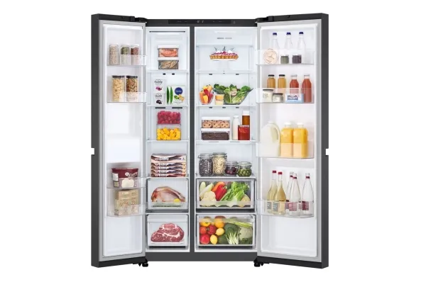 LG GSBC40EPPE - Køleskab/fryser - side-by-side - bredde: 91.3 cm - dybde: 73.5 cm - højde: 179 cm - 664 liter - Klasse E - sort