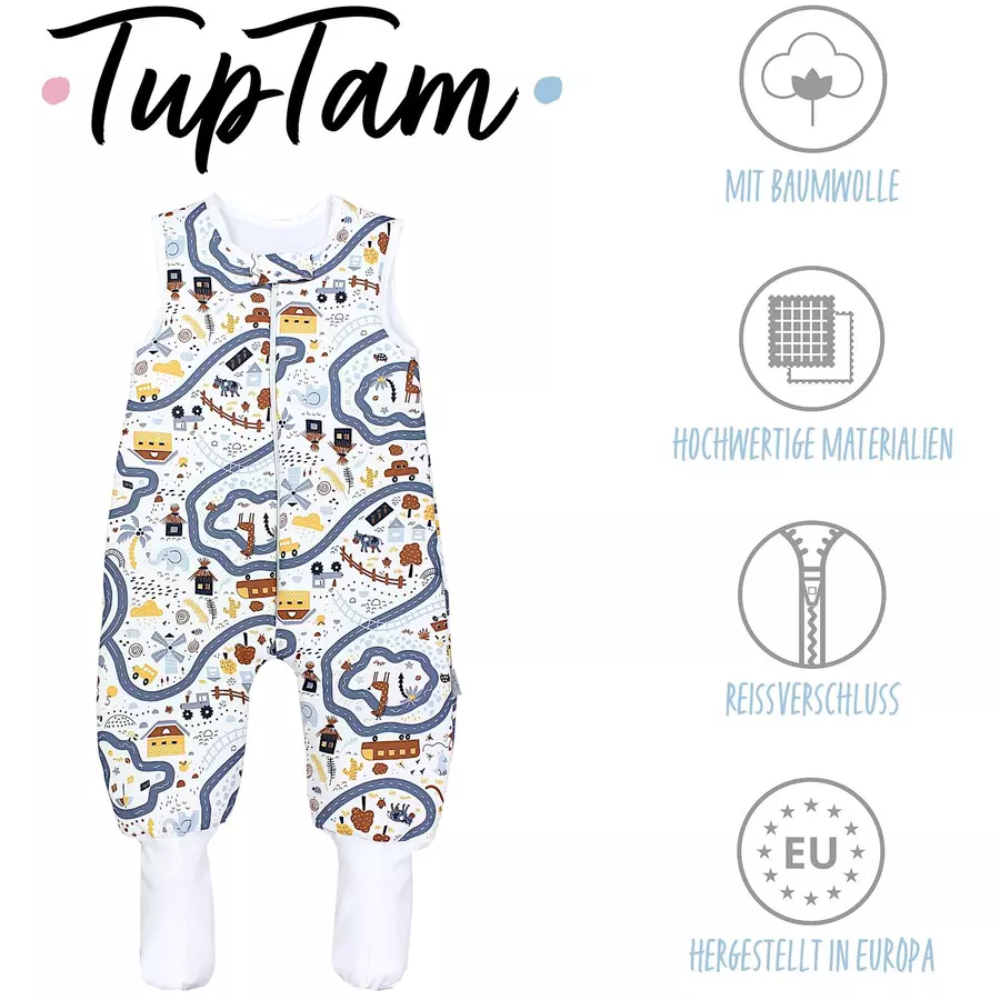 TupTam Baby Winter Schlafsack mit Beinen und Füßen braunblau
