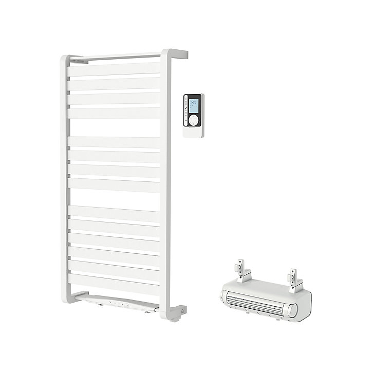 Sèche-serviettes électrique GoodHome Loreto blanc 500W + Soufflerie amovible GoodHome Acilia blanc 500W