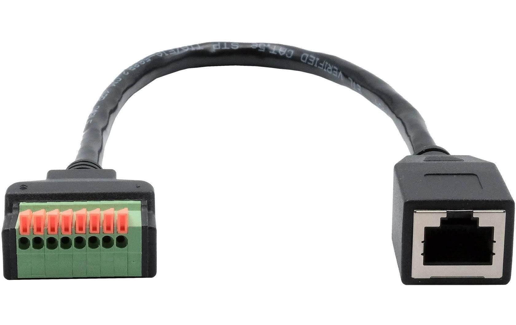 Terminalblock EX-49120 Buchse zu zu 8-pin 30 cmExsys Kabel-Adapter RJ45 Buchse zu 8-pin Terminal Block Cat.6 mit Drucktaster