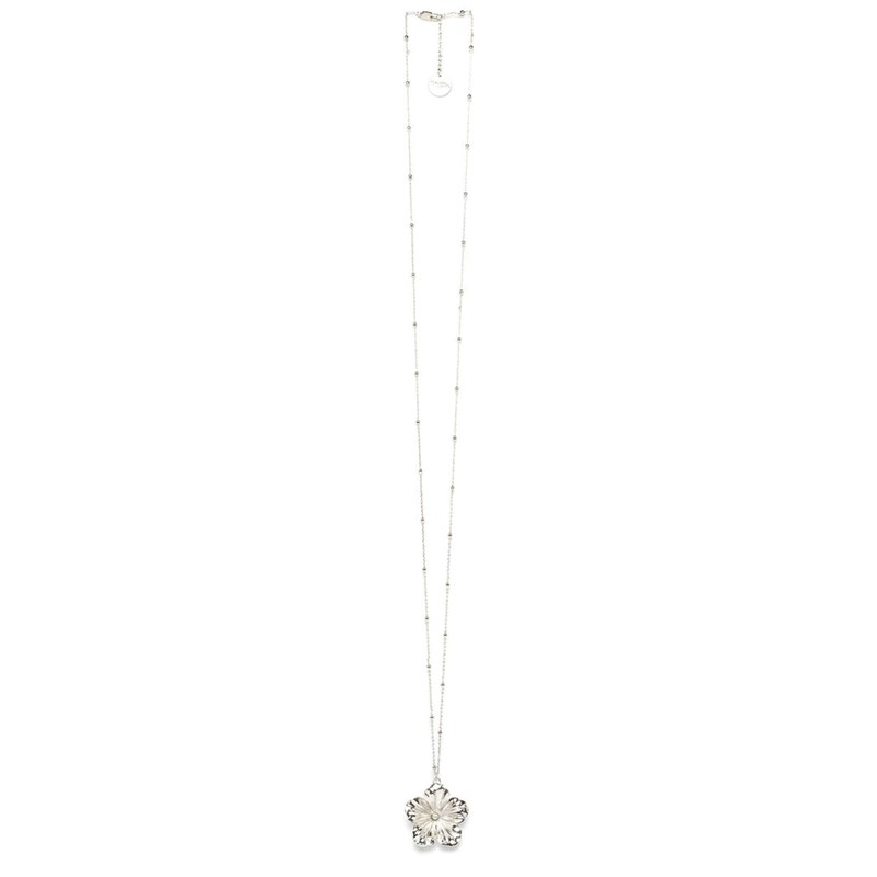 sautoir fleur plaqué argent - GAÏA