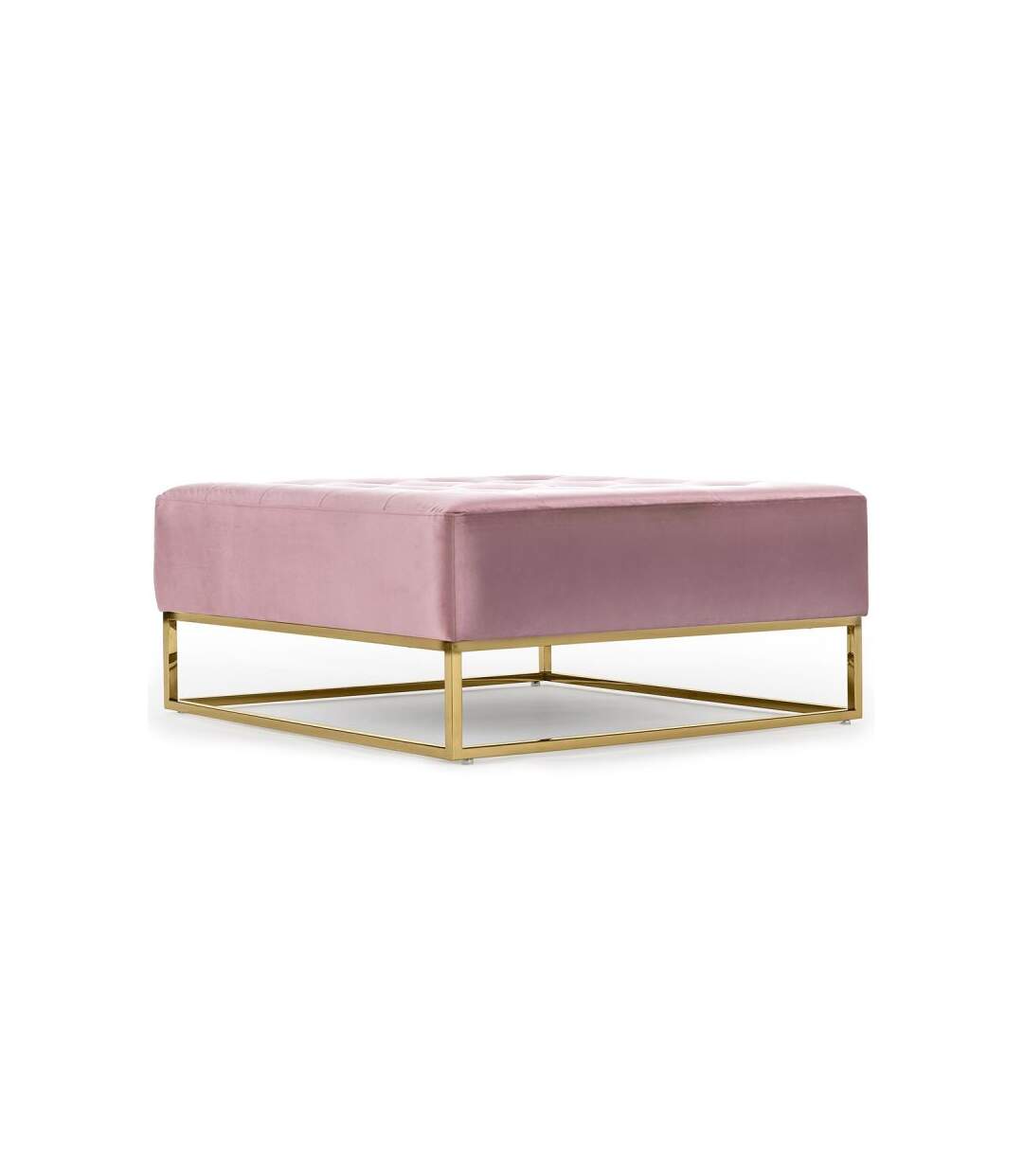 Paris Prix - Pouf Carré En Velours lakota 90cm Rose