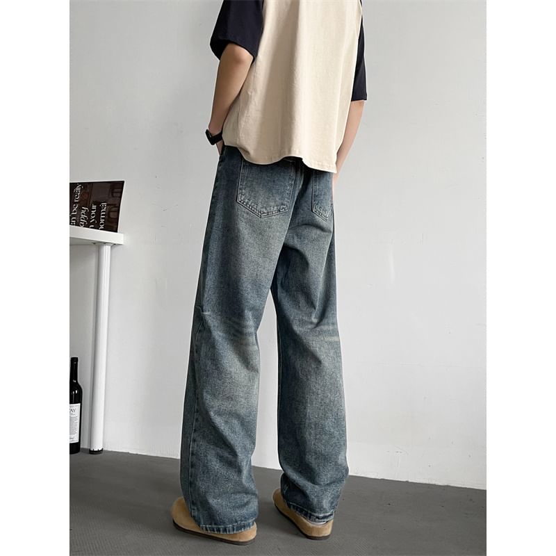 Plummie - Mid Rise Washed Wide Leg Jeans