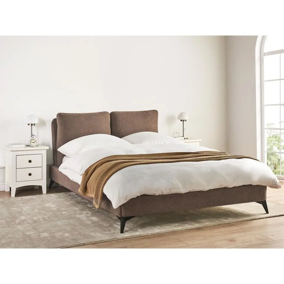 MELLE - Tweepersoonsbed - Bruin - 140 x 200 cm - Bouclé