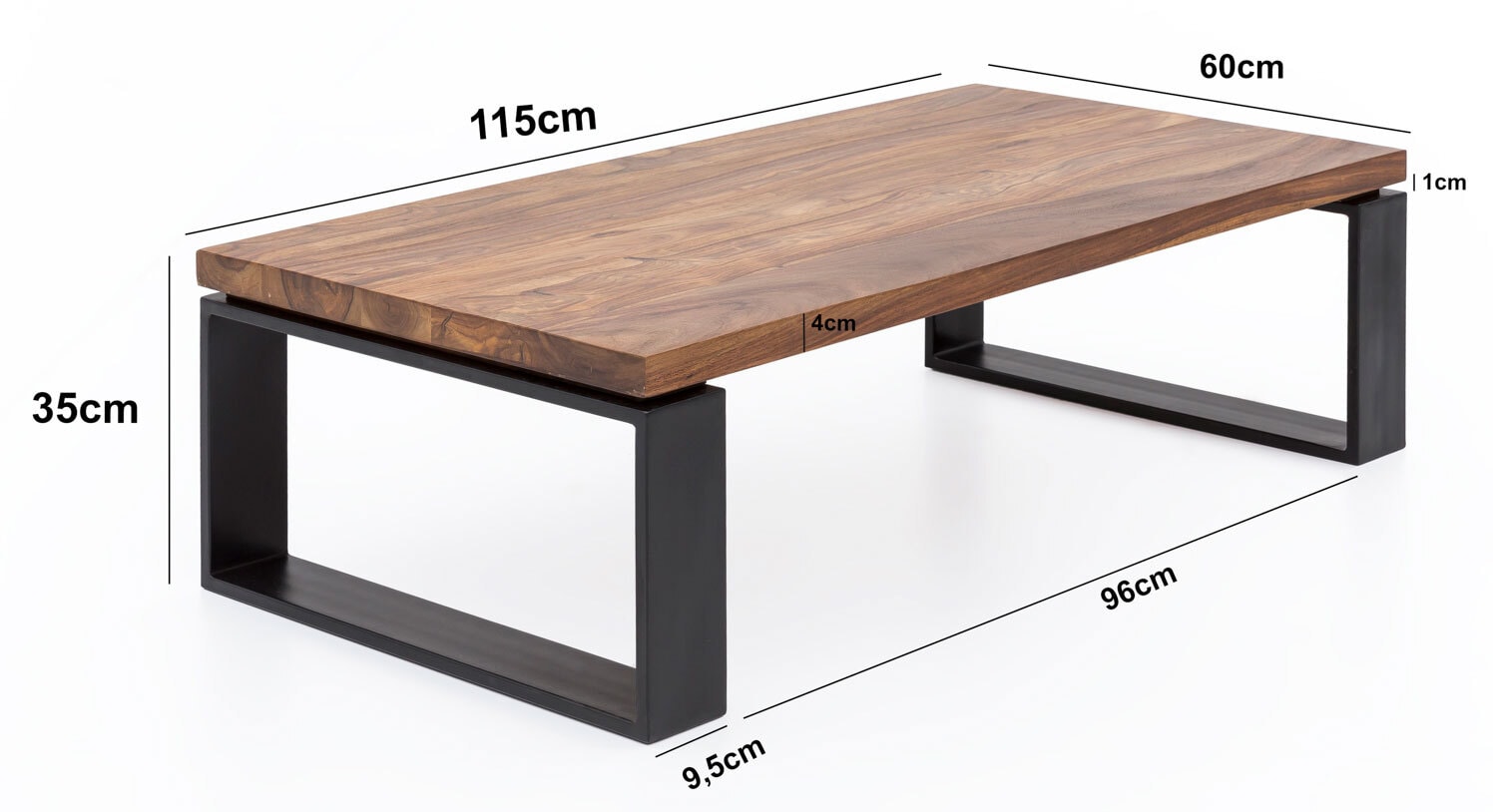 Couchtisch 115 x 60 cm braun/ schwarz
