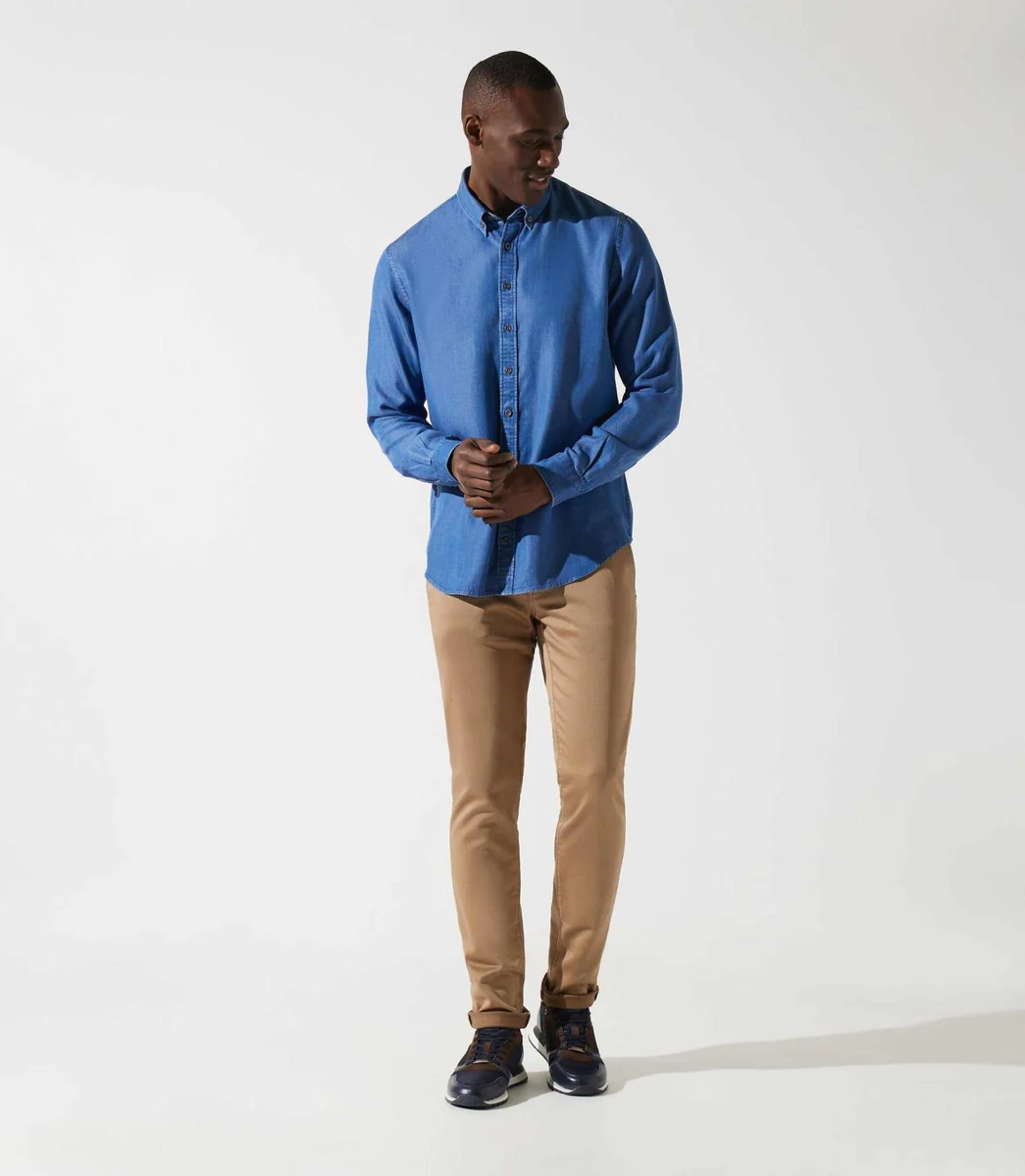 Chemise unie en tencel bleue JOSS