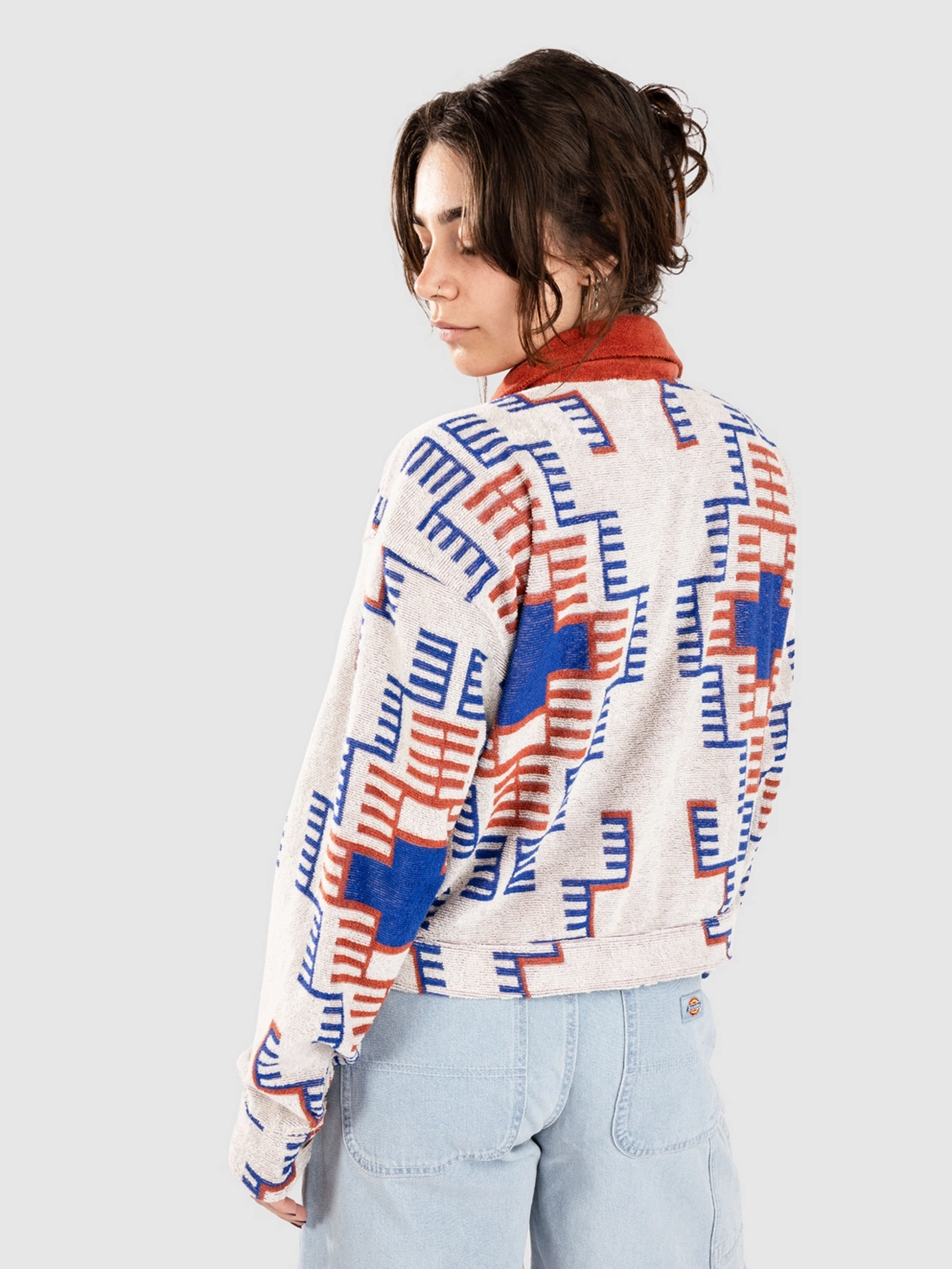 Brixton Trail Terry Cloth Trucker Jacket electronic indigo pattern