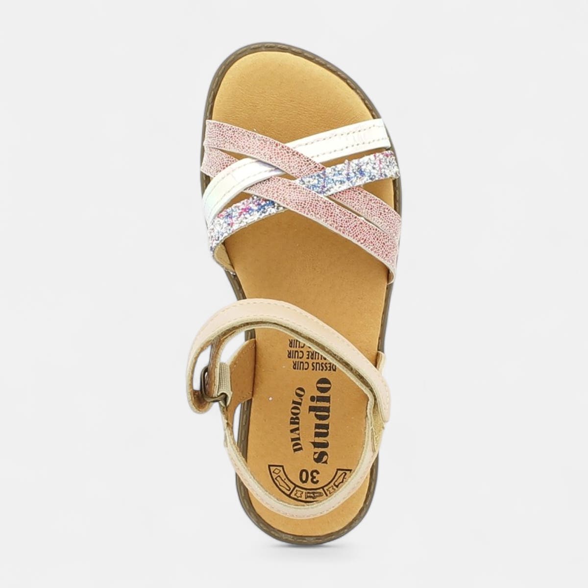 Nu-pieds Fille en cuir multicolore