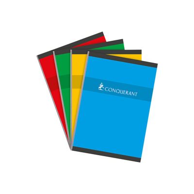 Conquérant - Cahier broché A4 (21x29,7cm) - 192 pages - grands carreaux (Seyes) - disponible dans différentes couleurs