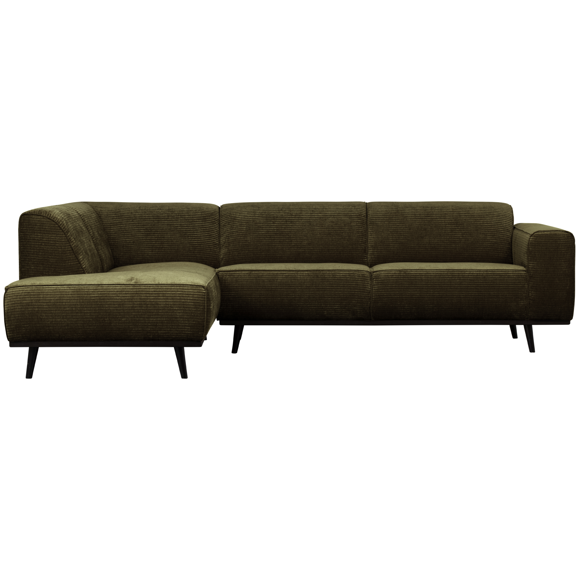 Hoekbank Statement Statement Hoekbank Links - Platte Brede Rib - Warm Groen