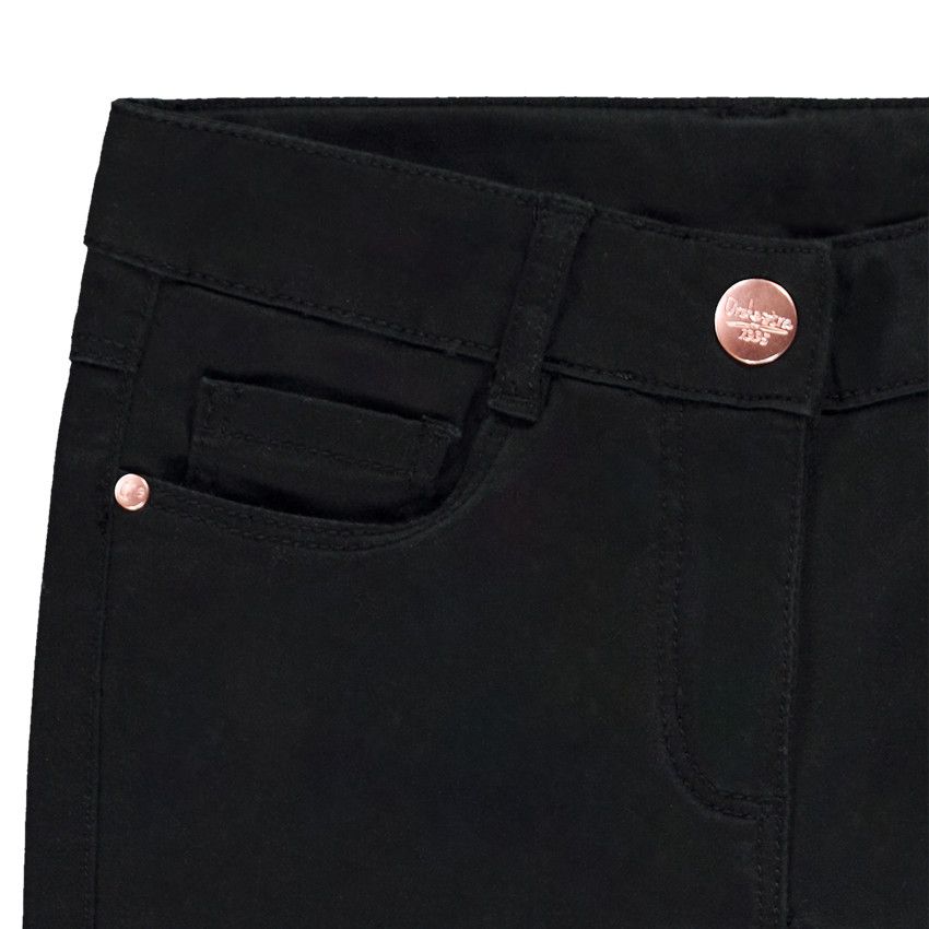 Pantalon slim en twill uni pour fille - Noir