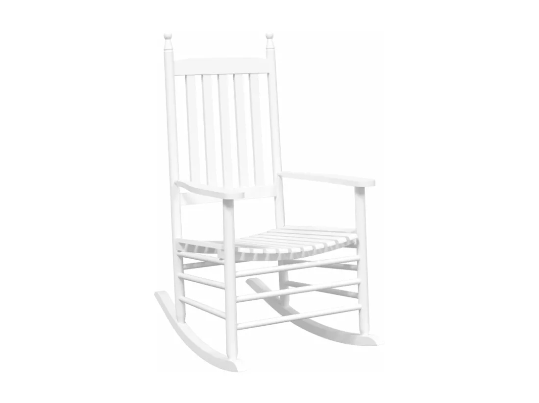 Chaise à bascule avec table pliable blanc bois massif peuplier