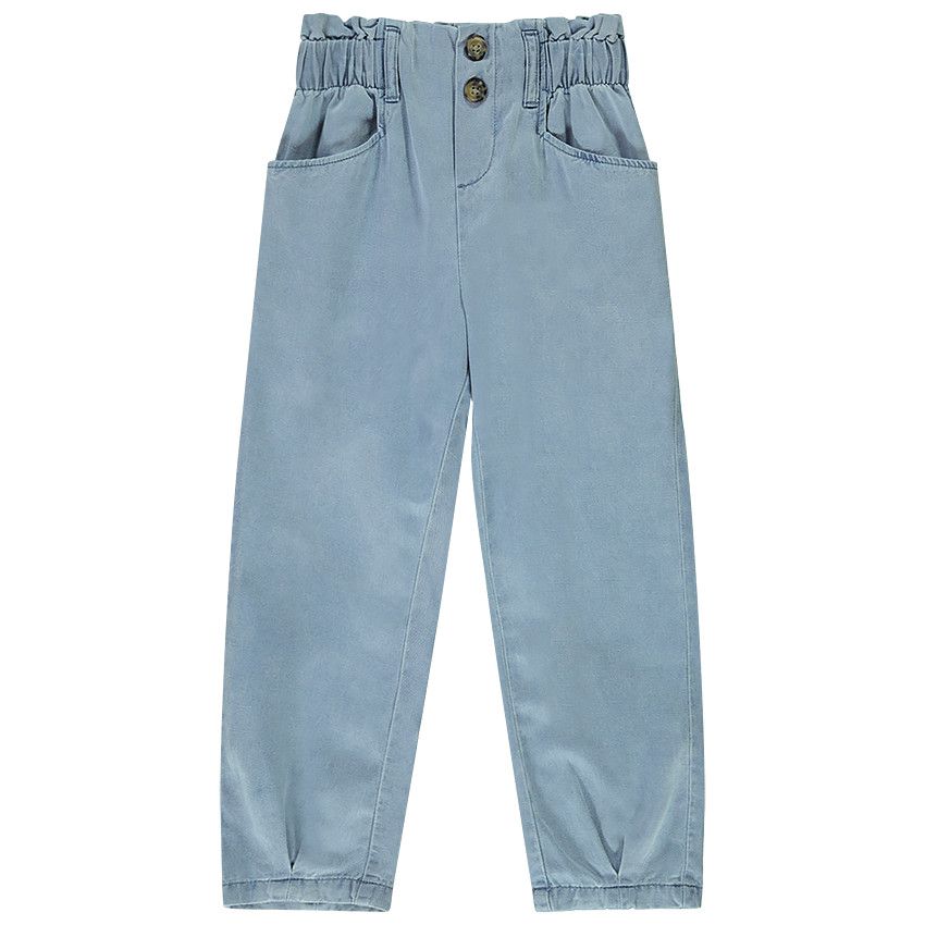 Pantalon en tencel à taille élastiquée - Bleu