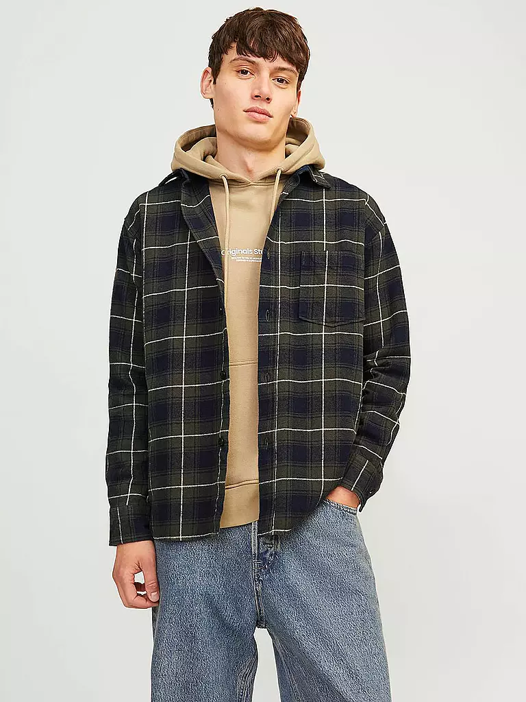 JACK & JONES Flannelhemd Overshirt JORFREDERIKSBERG  schwarz