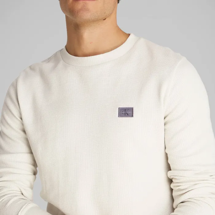 Calvin Klein Woven Label Waffle Longsleeve Shirt Heren