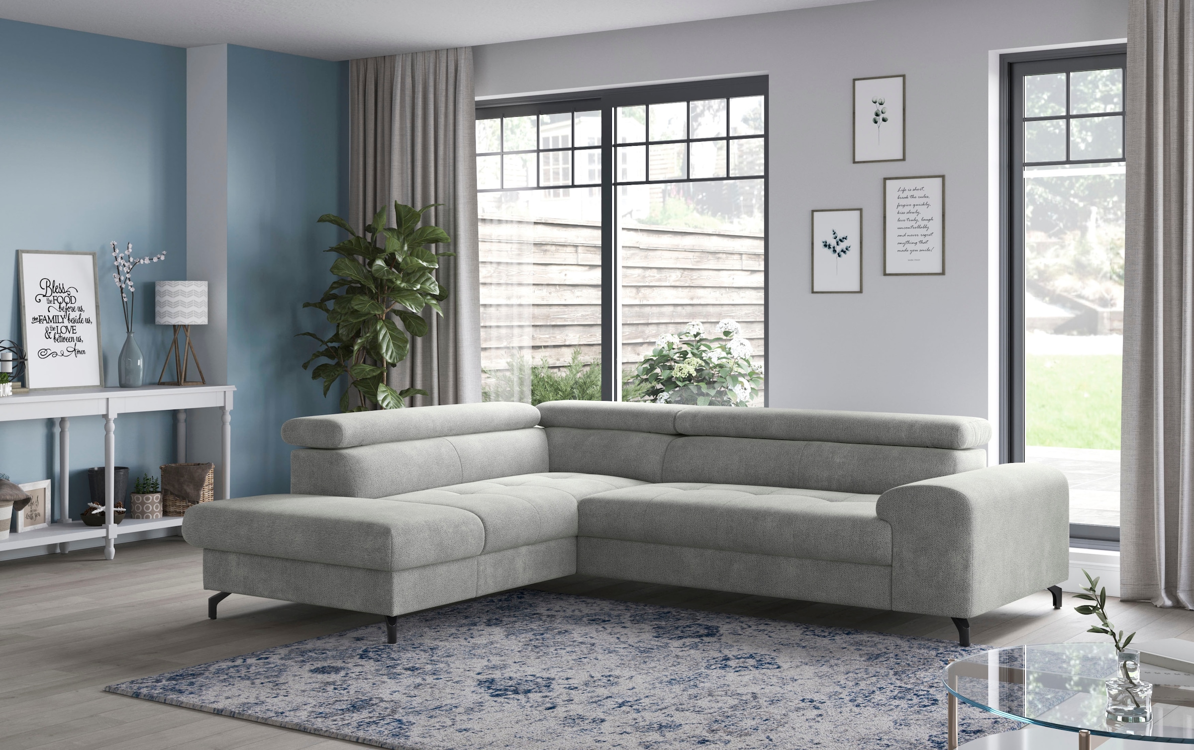 COTTA Ecksofa »Aura L-Form, B: 260 cm« mit Bettfunktion, Bettkasten & Kopfteilverstellung