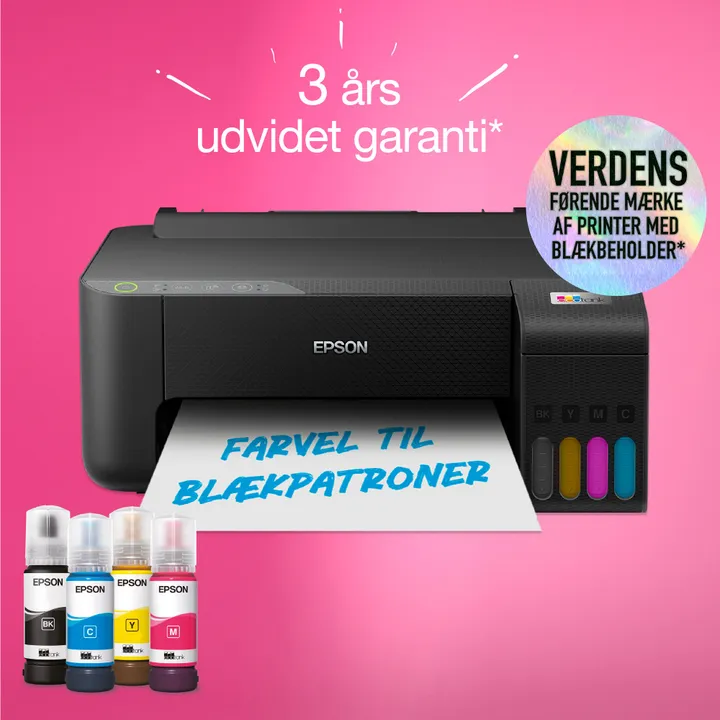 Epson EcoTank ET-1810 - Printer - farve - blækprinter - kan genopfyldes - A4 - 5760 x 1440 dpi - op til 10 spm (mono) / op til 5 spm (farve) - kapacitet: 100 ark - USB, Wi-Fi - sort
