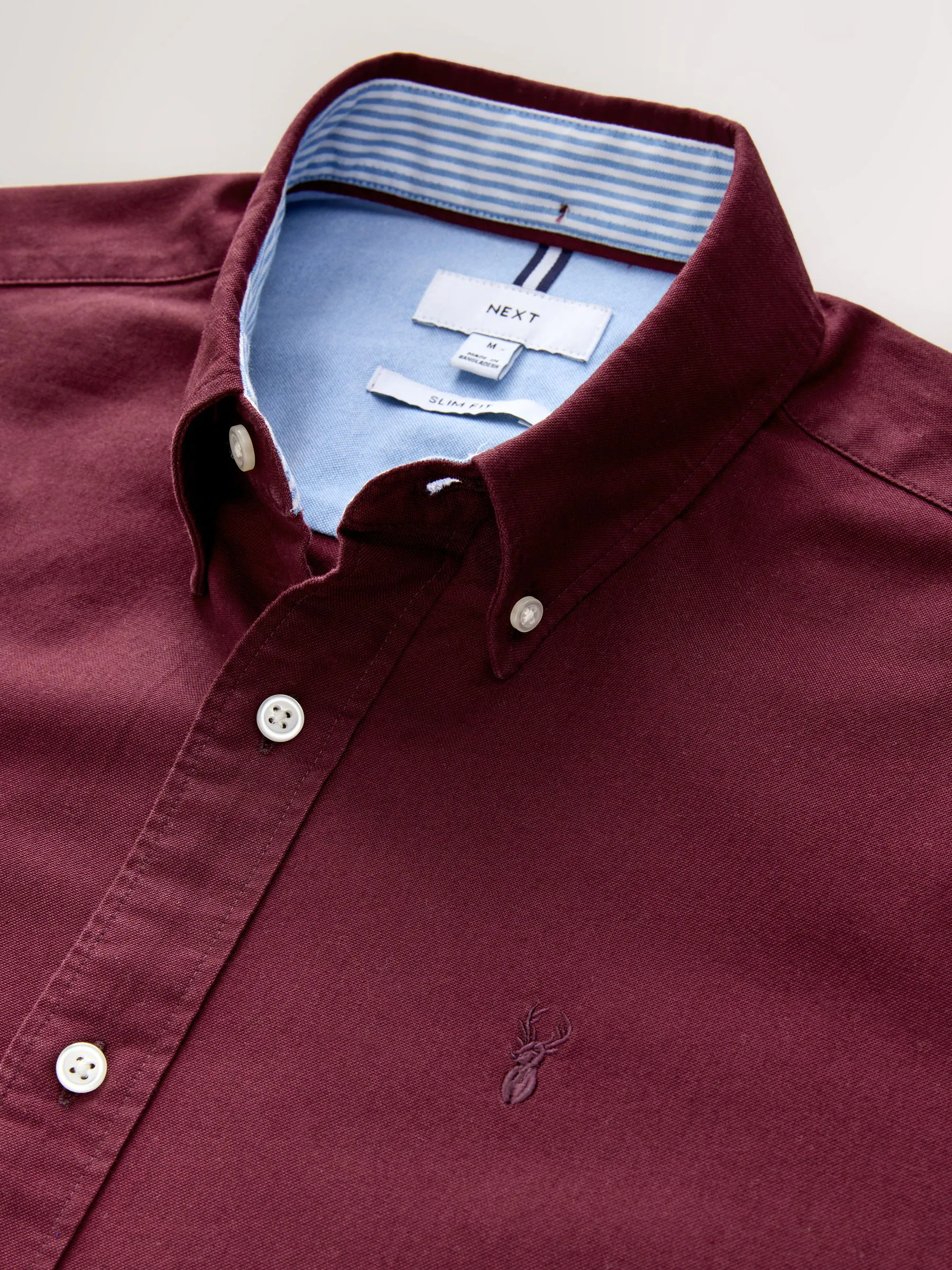 Bordeauxrood - Slim Fit - Oxford-hemd met lange mouwen