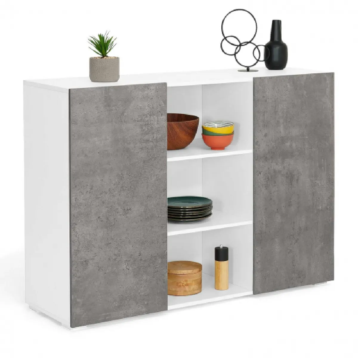 Idmarket MARKET Buffet ELI 2p. blanc/béton