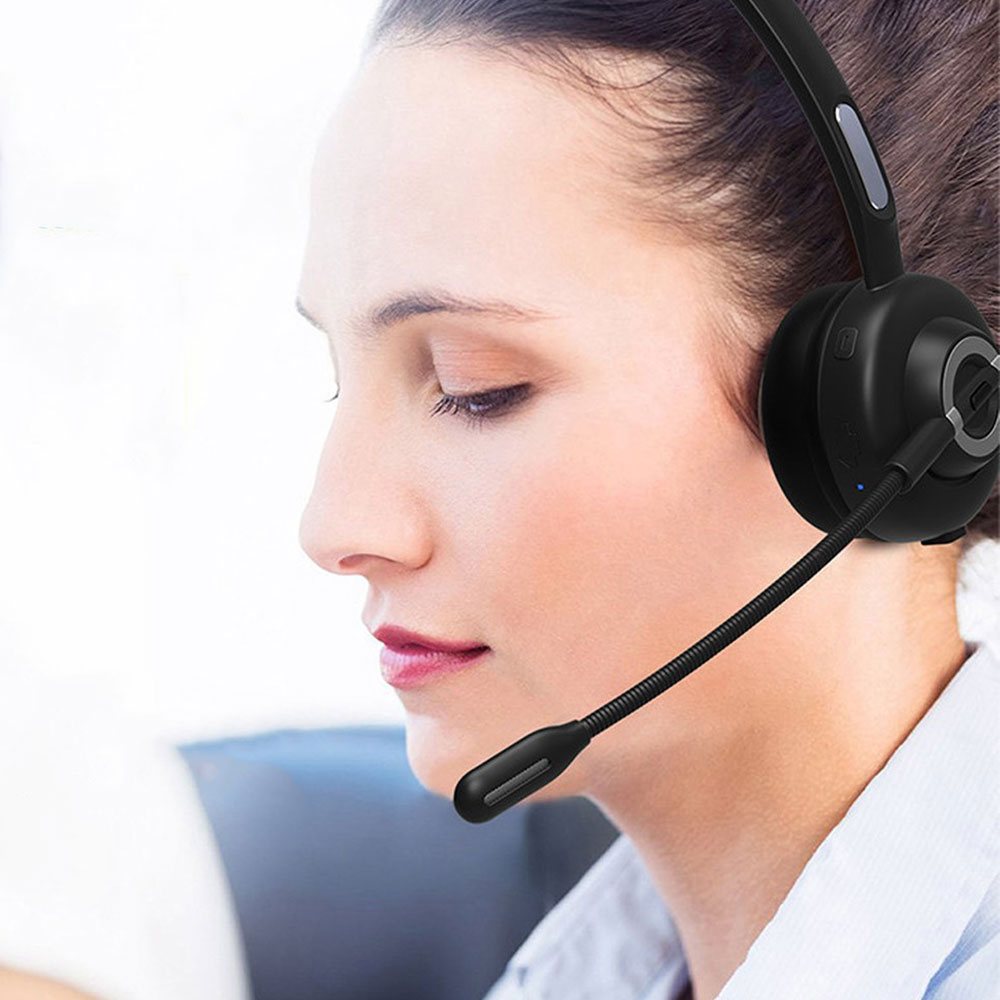 Bluetooth 5.0 Single On-Ear Kopfhörer Office NC Headset mit Dockingstation - Schwarz