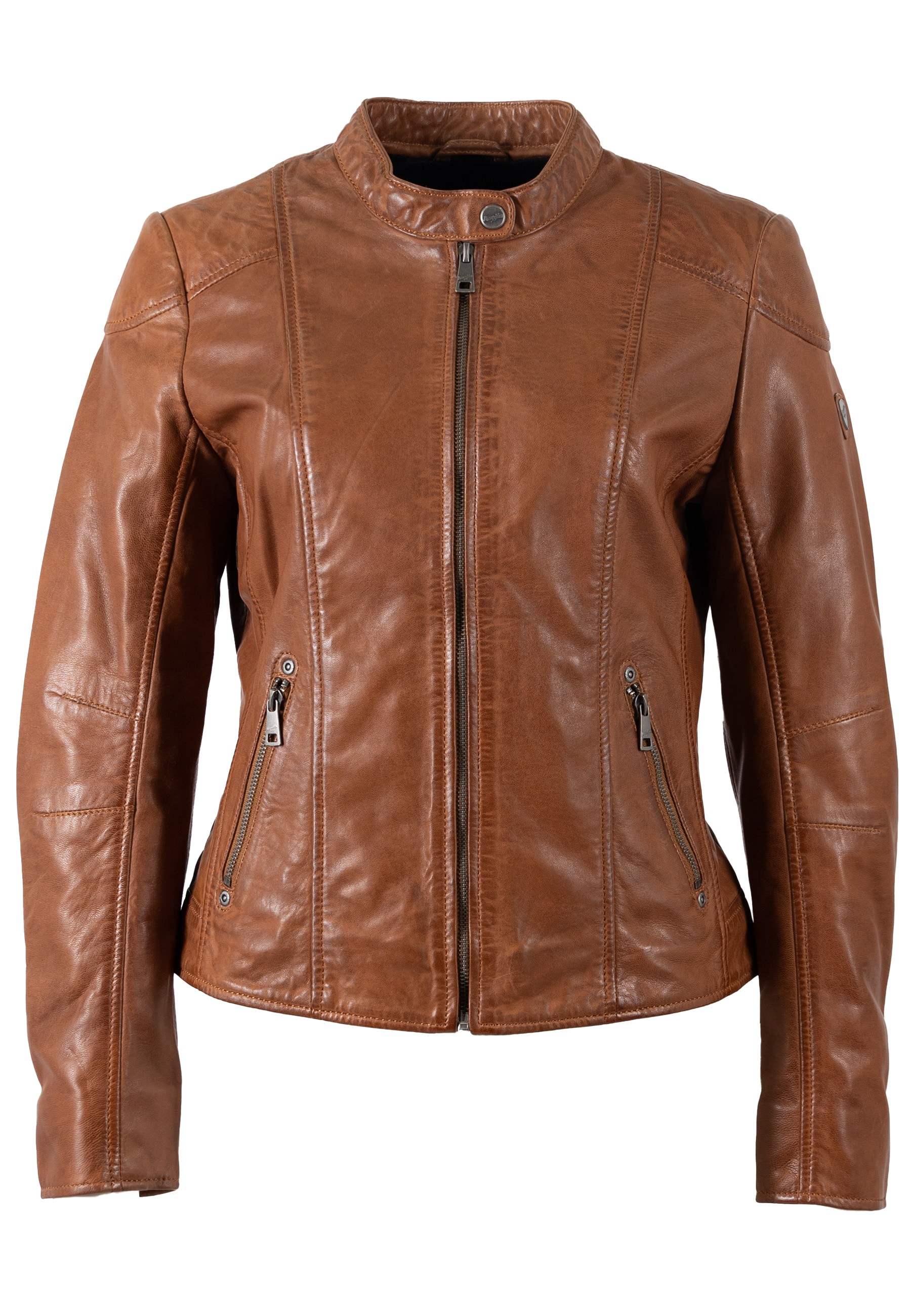 Mauritius Lederjacke »MWKeili« mit Stehkragen & Drucker