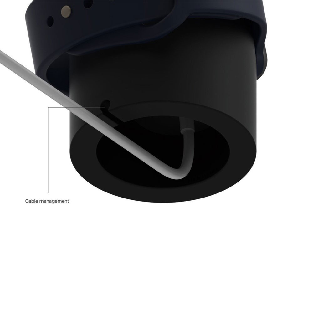 Apple Watch Silikon Uhren Halterung Aufbewahrungsstation mit Ladekabel-Management - Schwarz