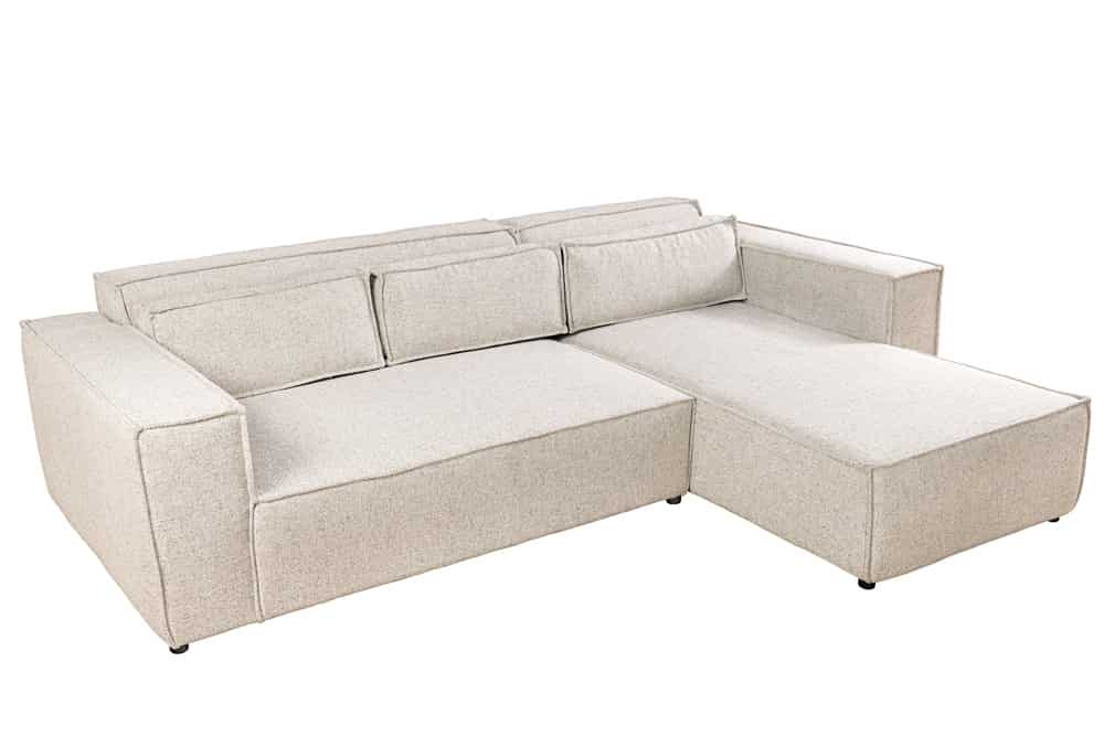 Modernes Ecksofa BOSSA NOVA 265cm beige Strukturstoff 3-Sitzer Couch L-Form