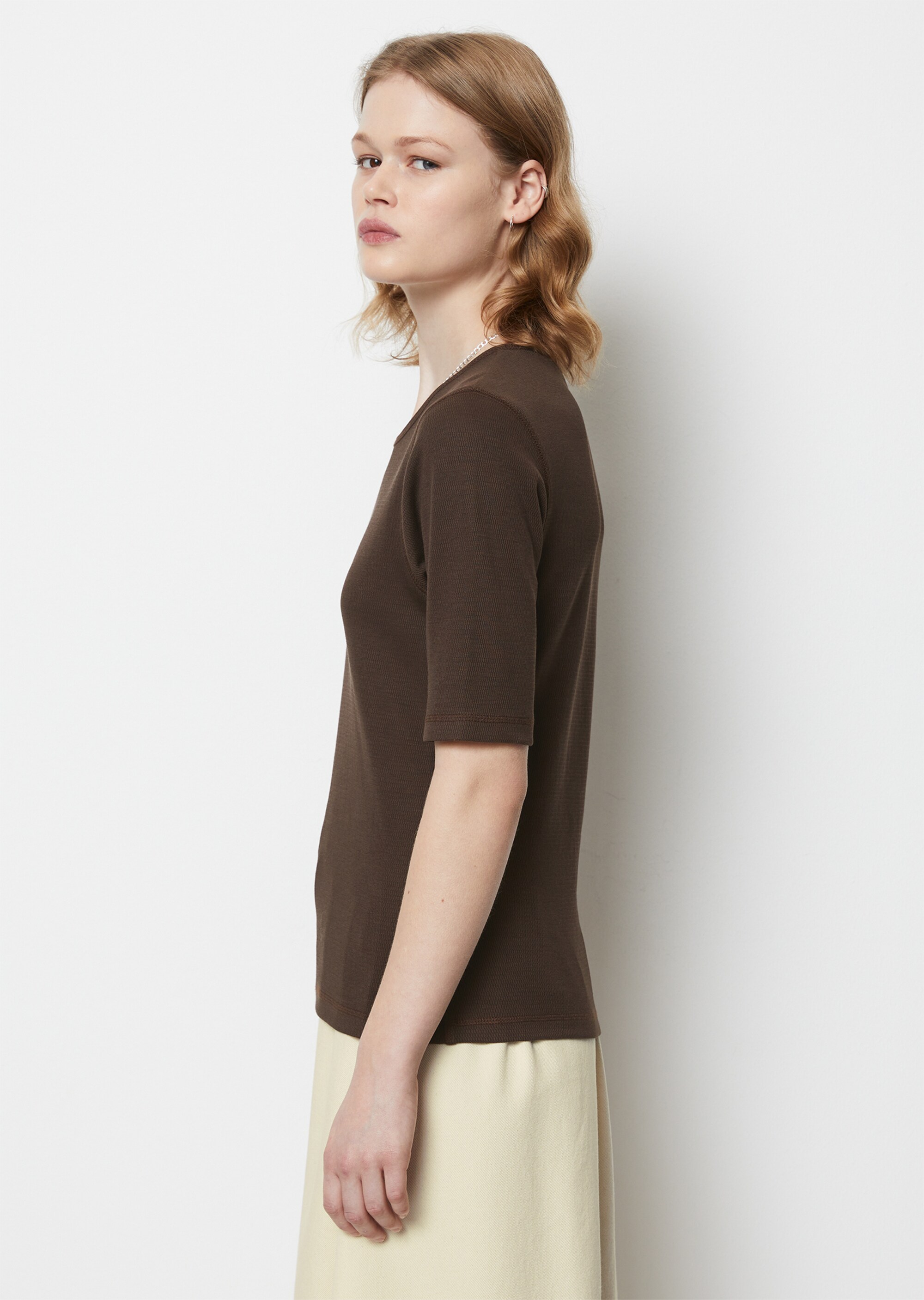 T-Shirt mit feiner Strukturaus Organic Cotton-Jersey