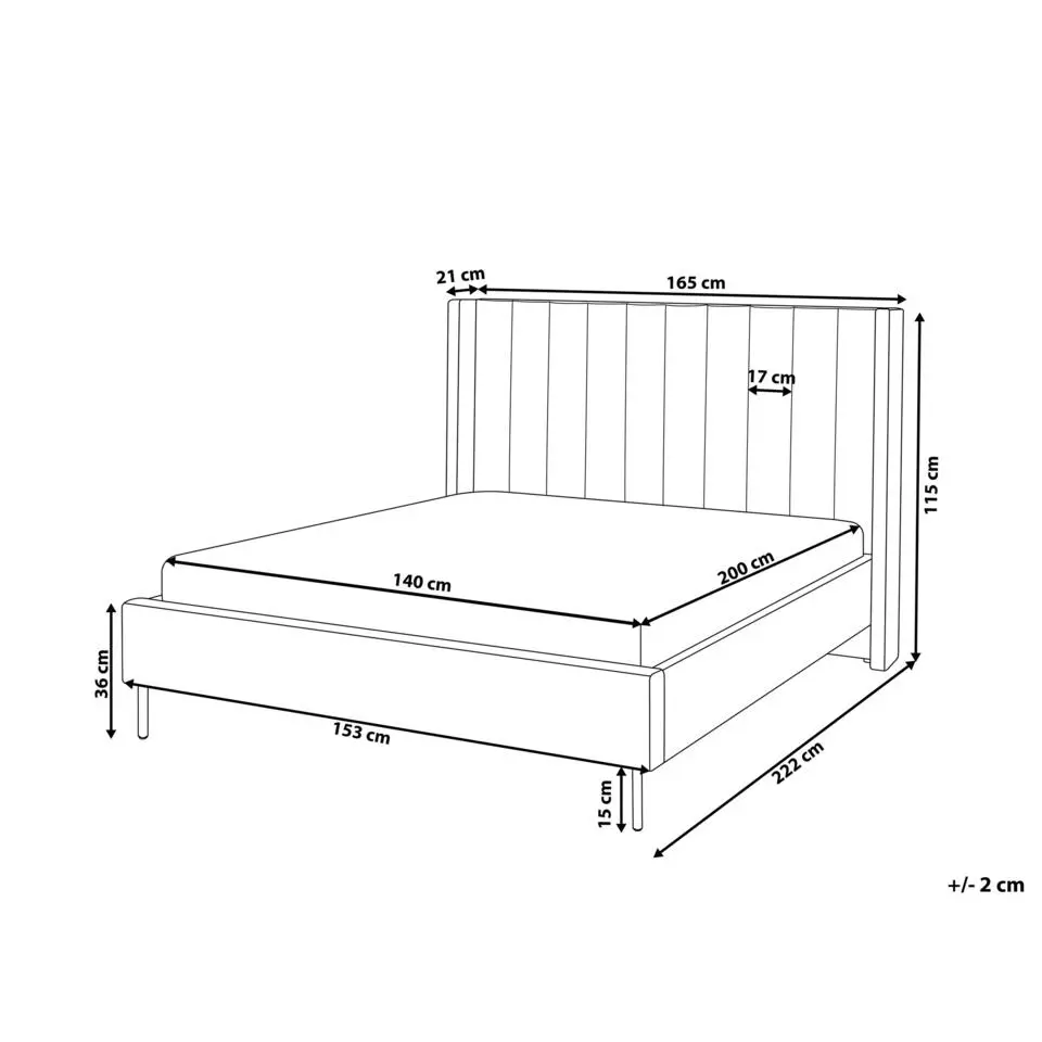 VILETTE - Tweepersoonsbed - Beige - 140 x 200 cm - Fluweel