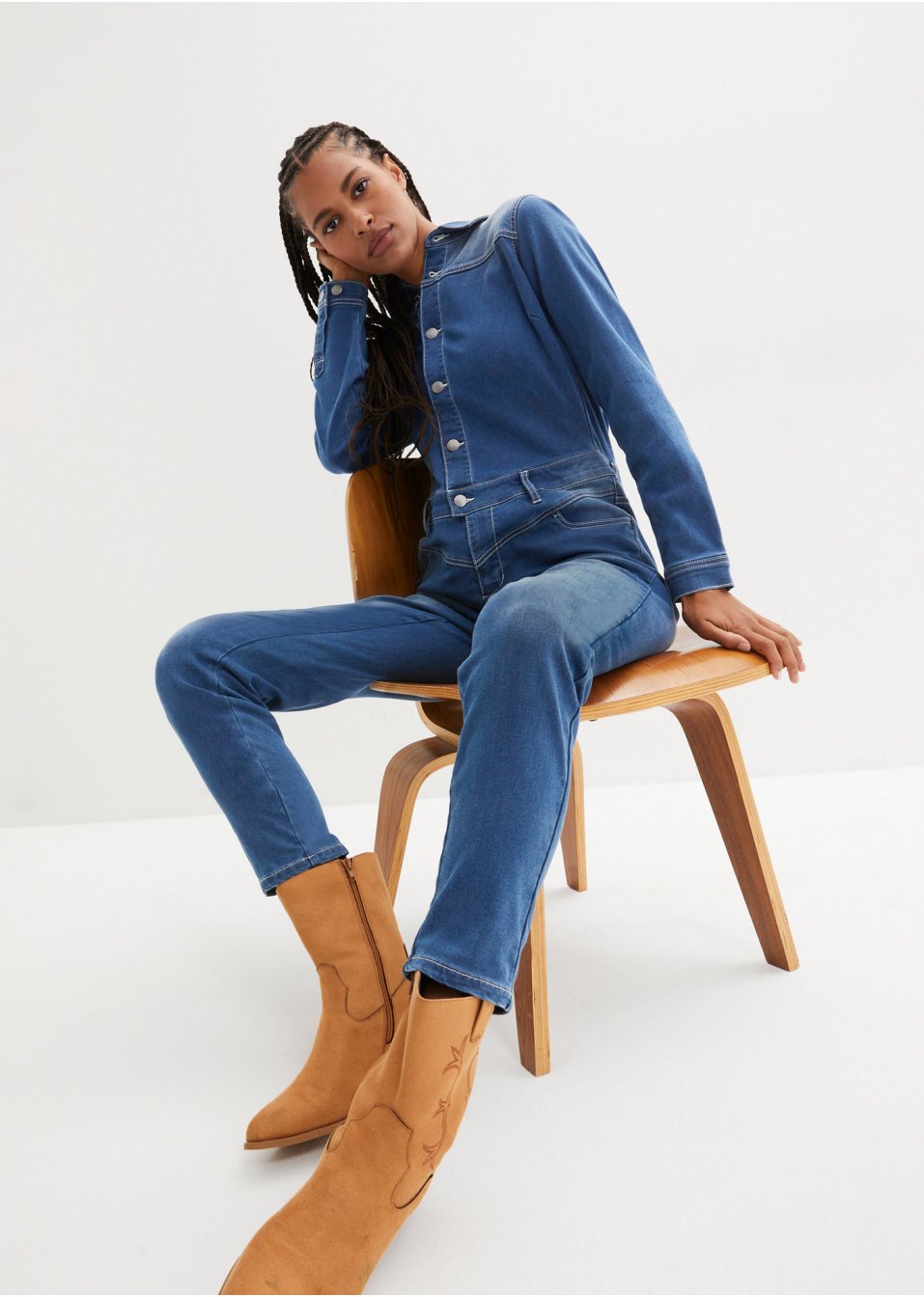 Combinaison en jean extensible thermo avec intérieur doux