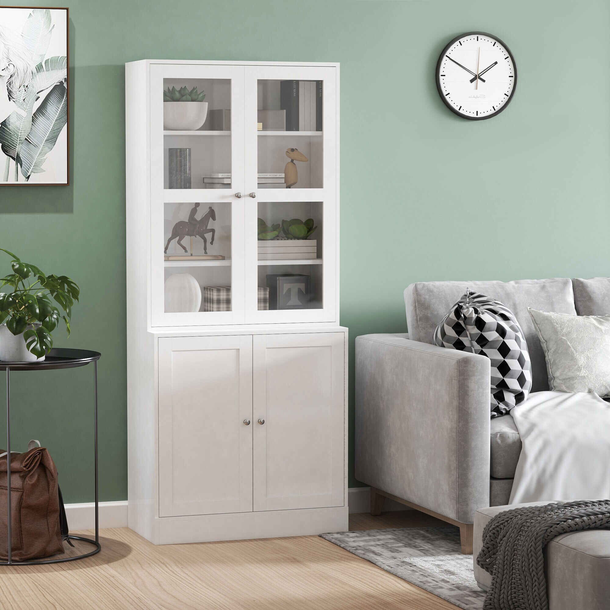 HOMCOM Bücherschrank mit verstellbaren Böden weiß 76Lx 40B x 178,5H cm