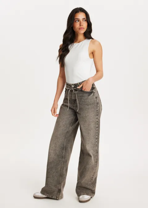Jeans met riem grijs (GRS.UD)