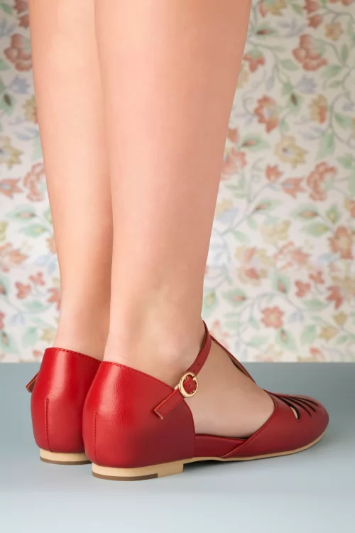 Charlie Stone Singapore t-strap ballerina's flats in rood