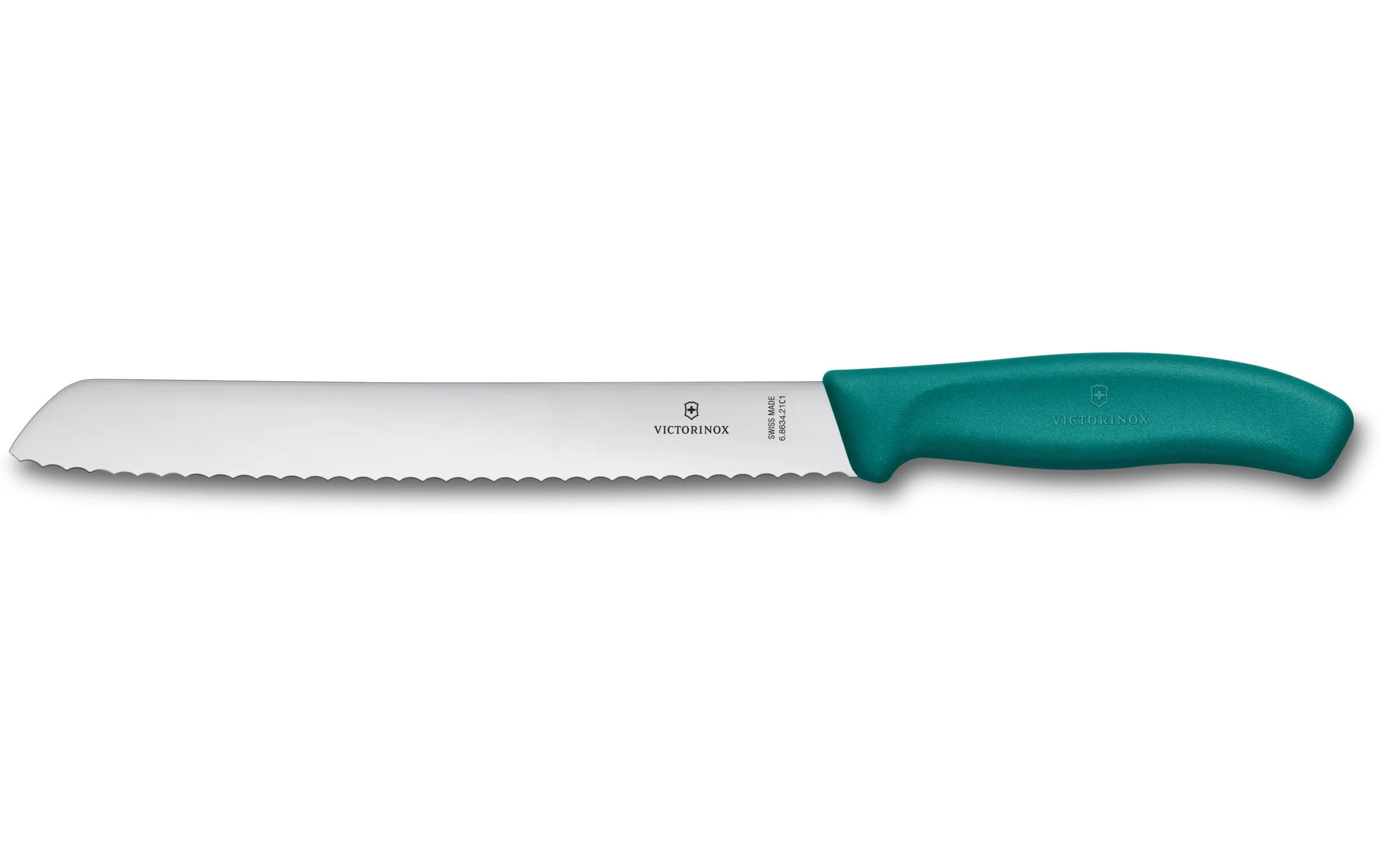 Brotmesser Swiss Classic, 21 cm, Blister, GrünBrotmesser mit ergonomischem Griff und Wellenschliff