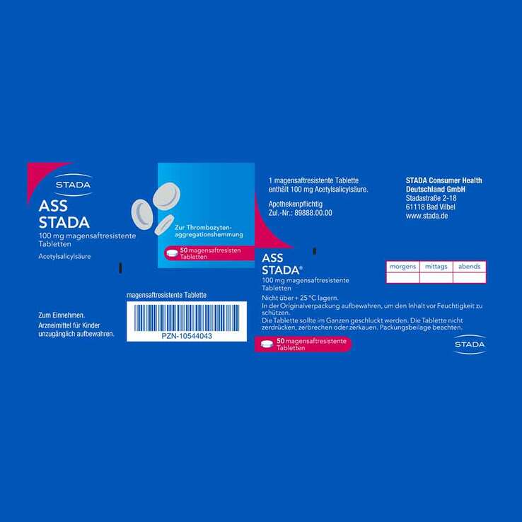 ASS STADA 100 mg magensaftresistente Tabletten, 50 St