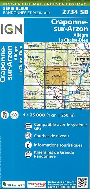 IGN - 2734 SB CRAPONNE SUR ARZON 1 25 000