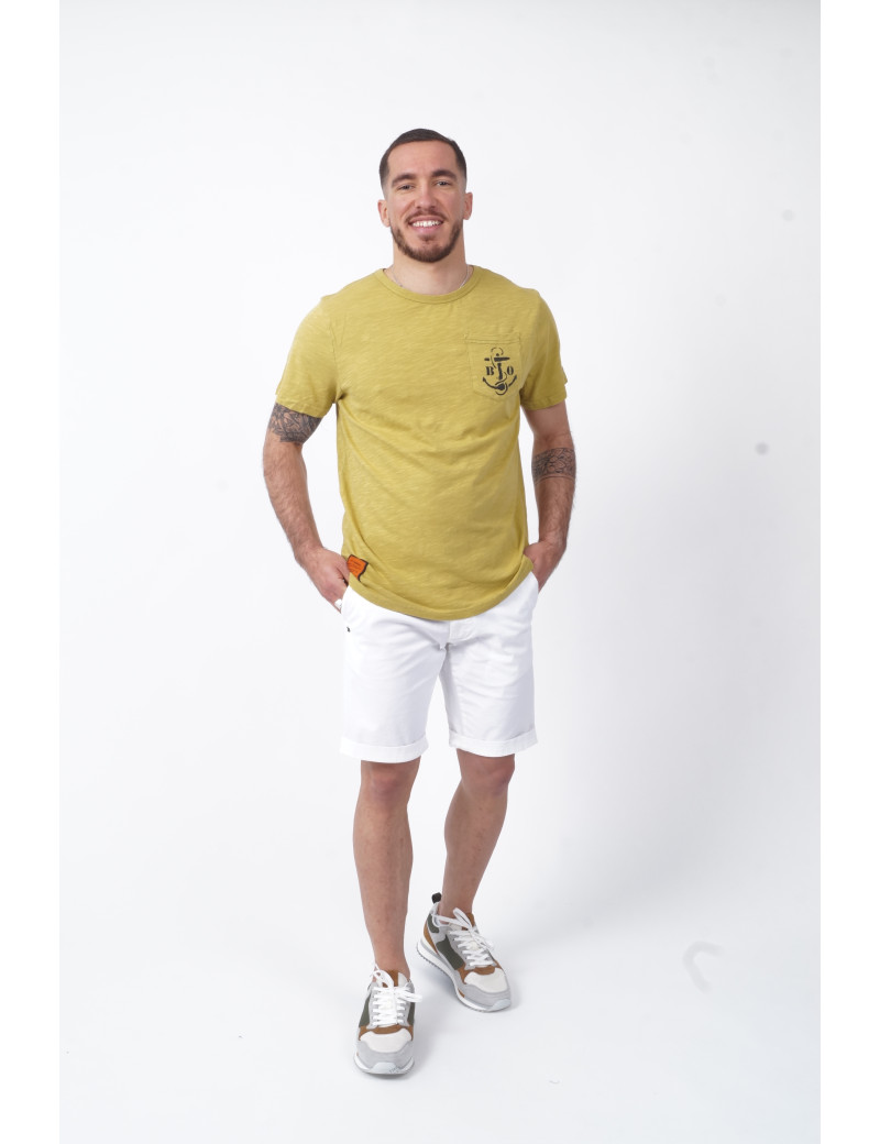 RECYCLED ART WORLD SHORT CHINO STRETCH BLANC