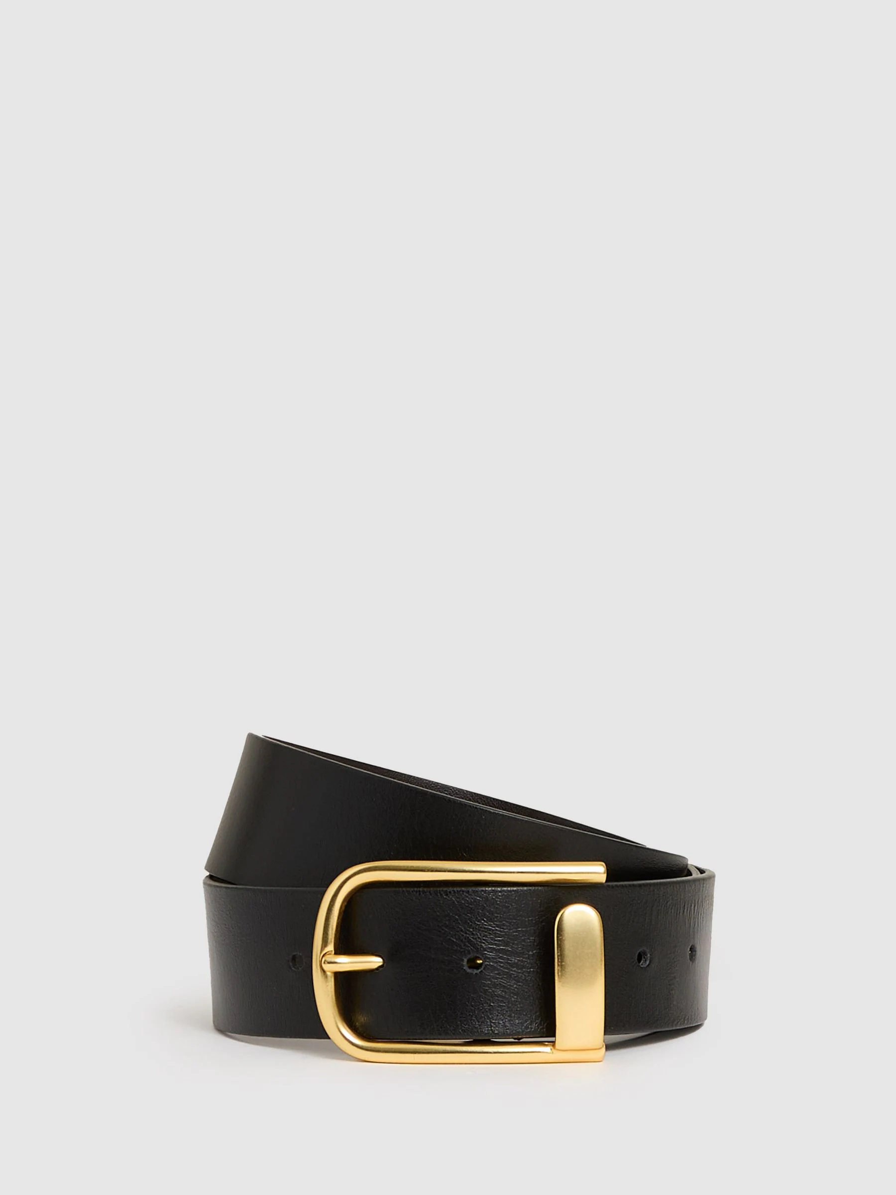 Zwart - Reiss Iyla leren riem met halve gesp