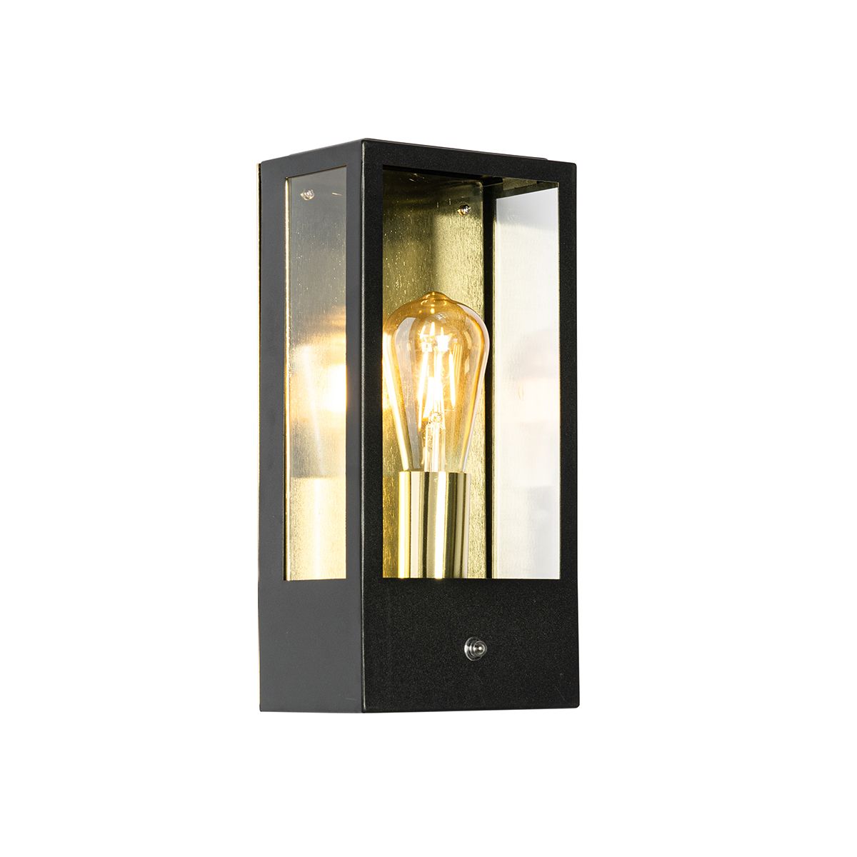 Buiten wandlamp zwart met goud schemersensor - Rotterdam