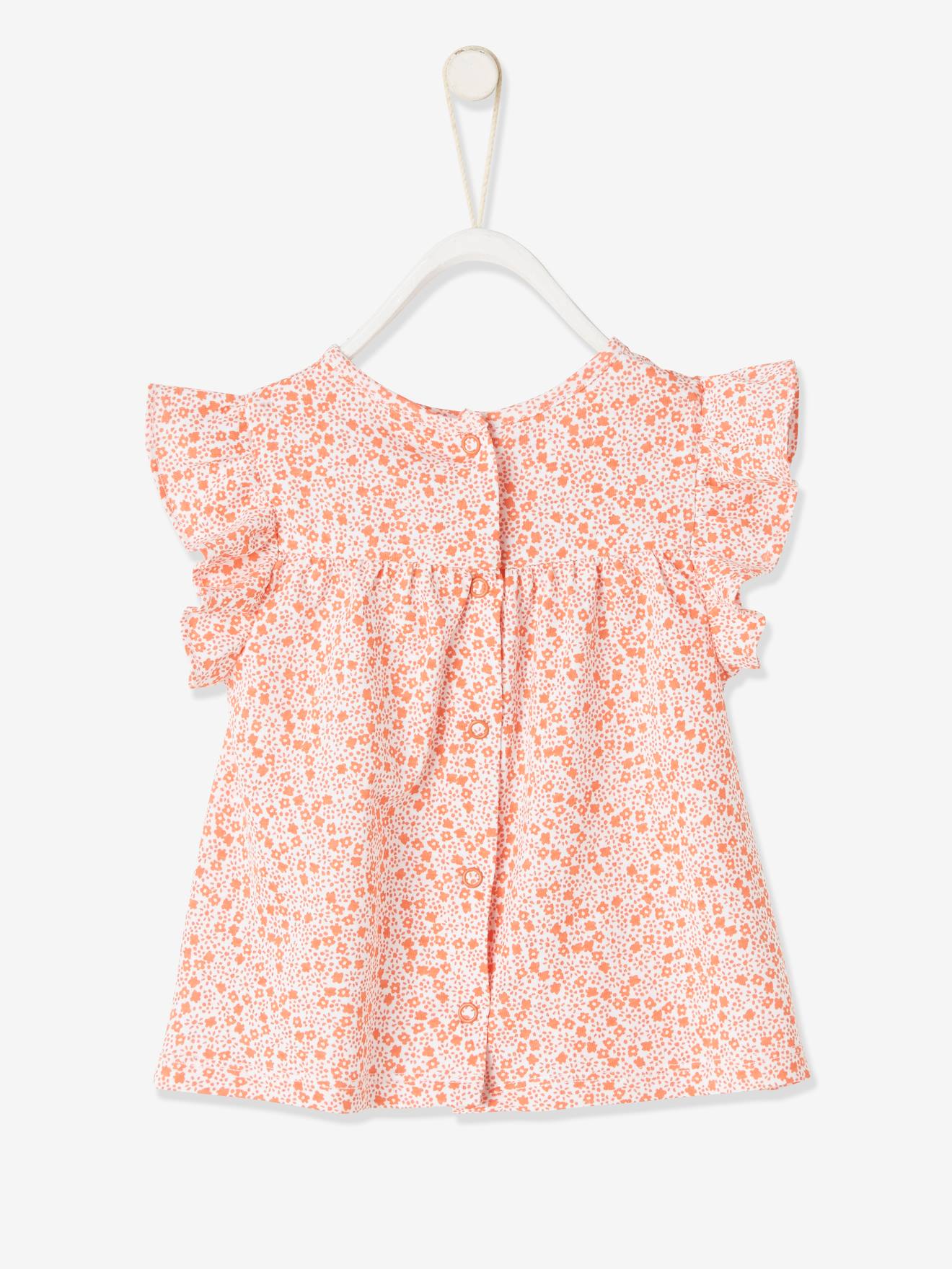 Camiseta infantil azul-escura com estampa floral