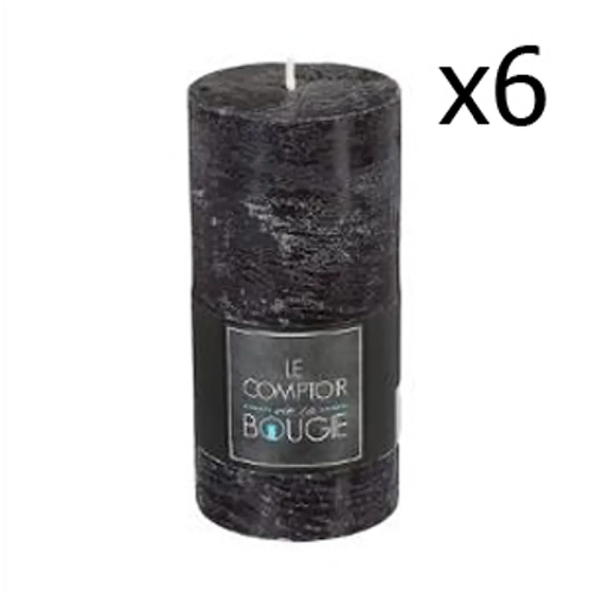 Pegane Lot 6 Bougies Cylindriques Longues Noires