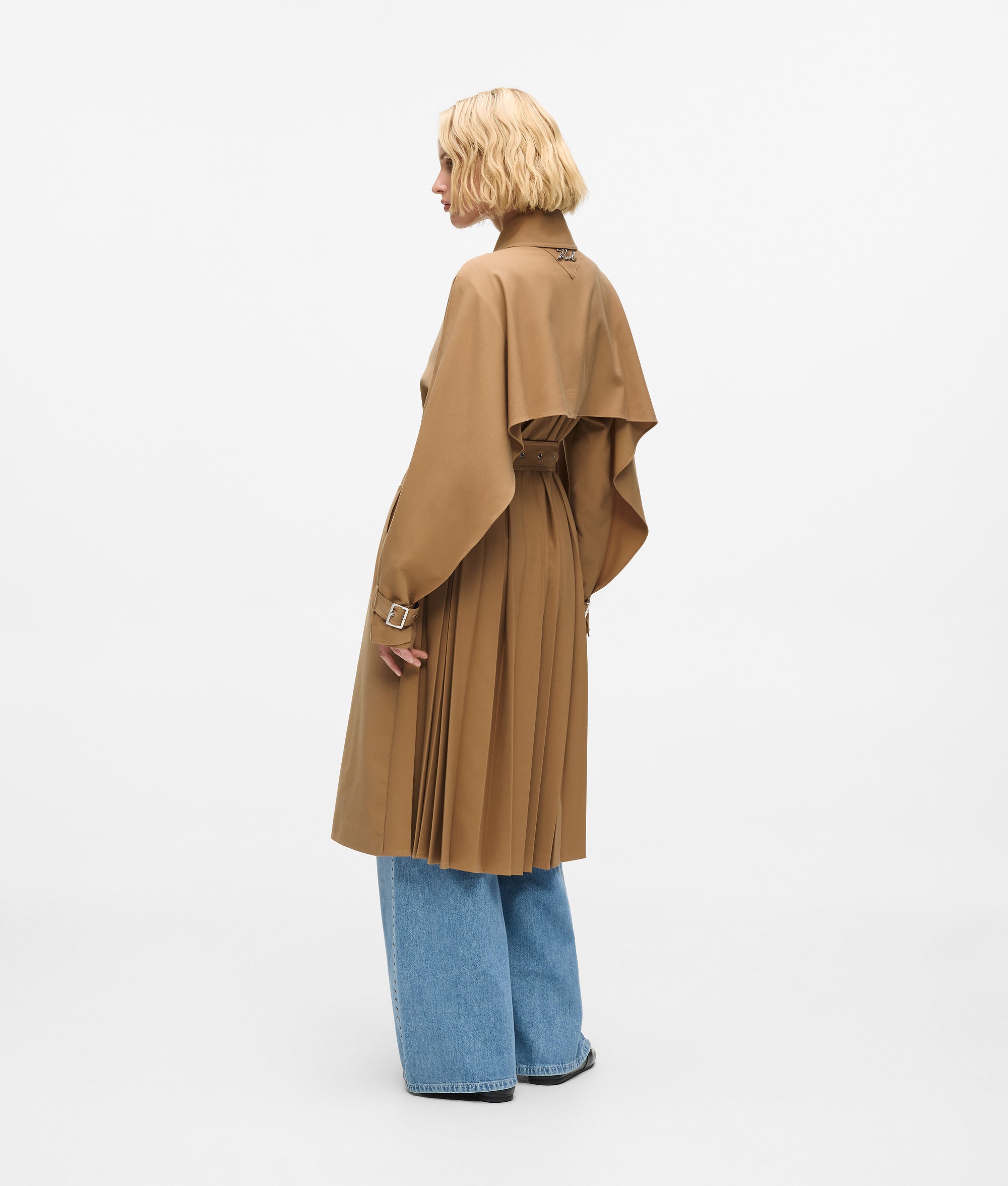Trenchcoat met plooiaccent